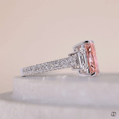 Multi row pavé engagement ring with delicate diamond accents
