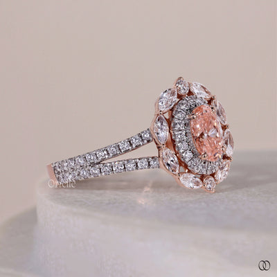 Vintage style engagement ring with elegant diamond accents
