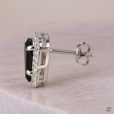coffin cut stud earrings white gold
