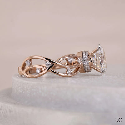 pave diamond engagement ring rose gold setting
