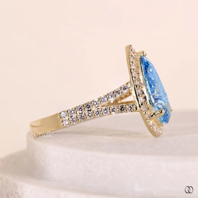 pave style ring pear shape diamond ring
