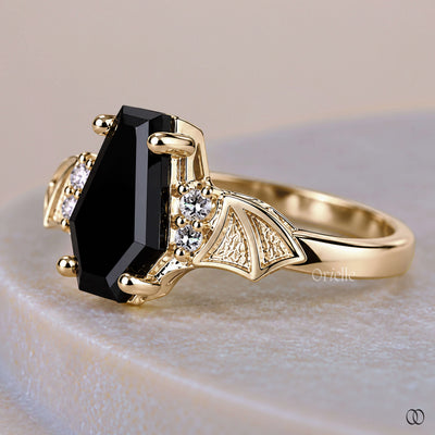 black moissanite ring vintage style
