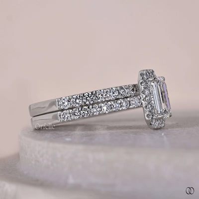 prong setting ring emerald cut diamond ring
