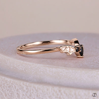 Pear Cut Bar Wing Curved Wedding Band With Round Side Stone