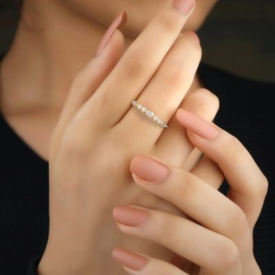 Bezel set marquise cut eternity band handmade in unique style
