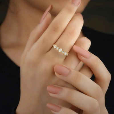 handmade bezel set eternity moissanite band
