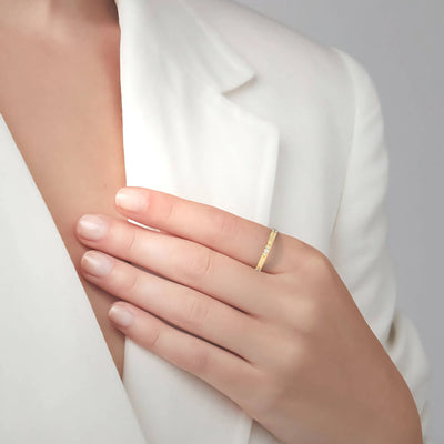 Handmade minimalist round band with unique wedding design
