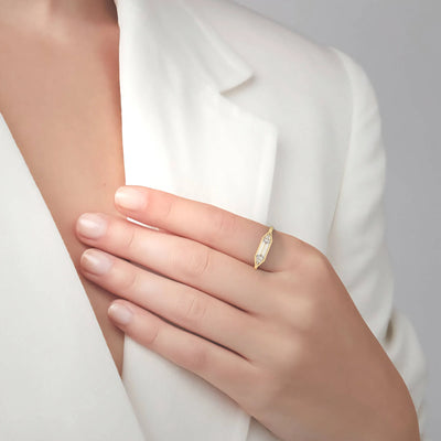 Designer baguette engagement ring with clean, sleek lines
