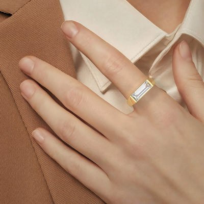 Moissanite promise ring crafted in a classic solitaire style
