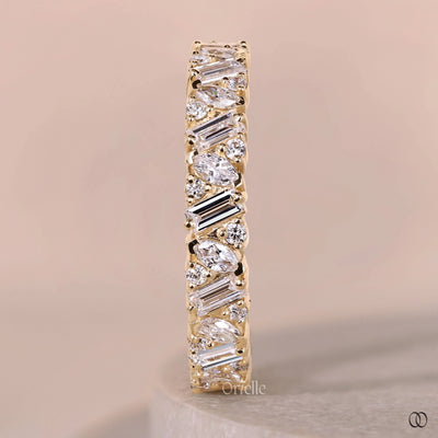 unique setting band baguette marquise diamonds
