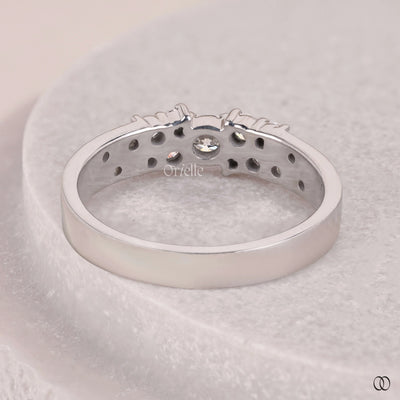 designer wedding band round moissanite white gold
