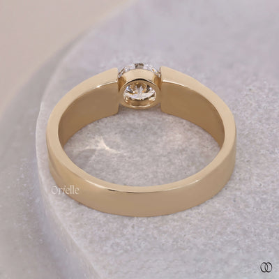 Cigar Round Cut Men's Wedding Tension Setting Ring