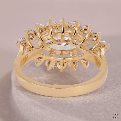 cathedral setting ring marquise halo design
