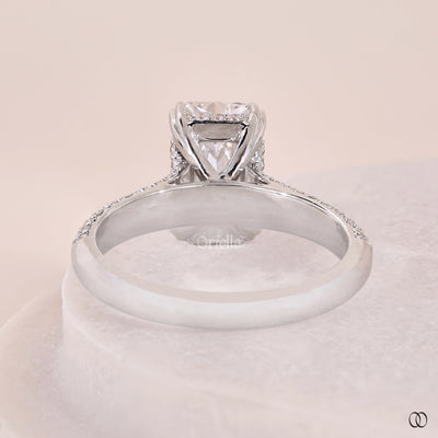 Three Row Pave Set Radiant Cut Diamond Ring Gift For Women