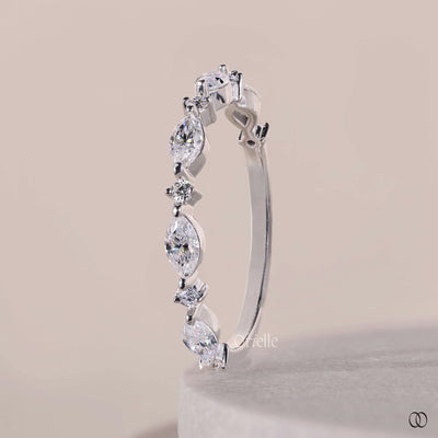 handmade ring marquise and round moissanite band
