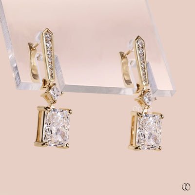 channel set pave diamond earrings
