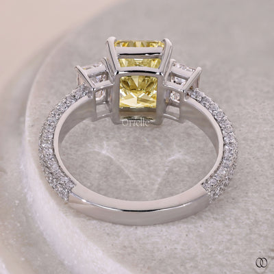 hidden halo engagement ring radiant diamond

