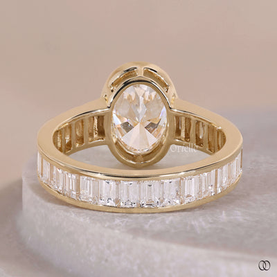 channel setting oval diamond engagement ring
