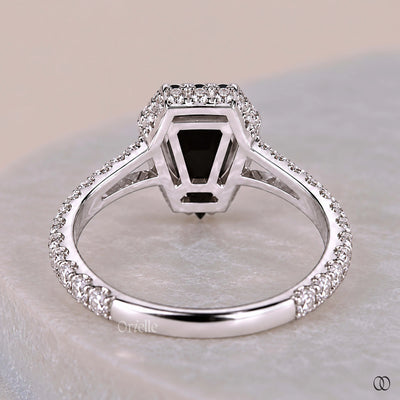 Cathedral style engagement ring with an elegant raised setting