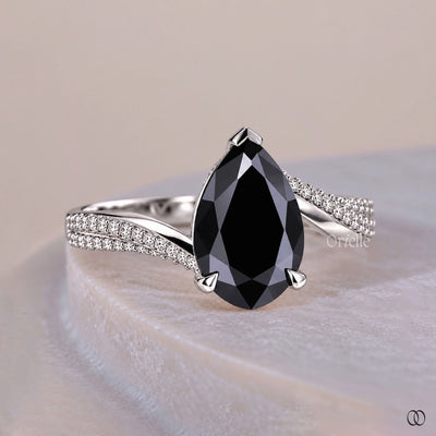 Bypass Setting Pear Cut Rose Cut Engagement Ring