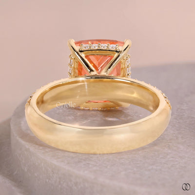 pave style ring cushion cut diamond ring
