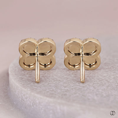 sunburst earrings round diamond yellow gold
