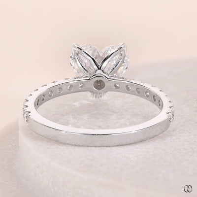 Heart Shape Diamond Engagement  Ring With Pave Band