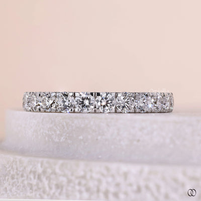 pave setting half eternity wedding band ring
