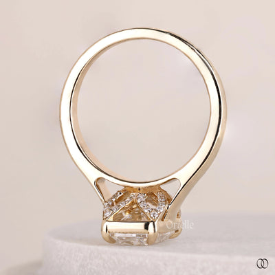 cathedral setting ring cushion cut diamond ring
