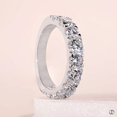 white gold ring U shaped pave diamond band
