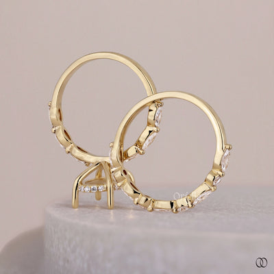 Marquise wedding band featuring marquise cut diamonds
