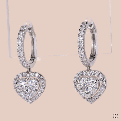 Designer earrings with unique heart shaped diamond details

