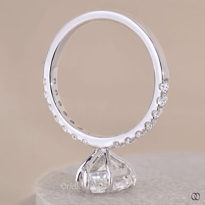 Unique Pave Style Pear Shaped Diamond Engagement Ring
