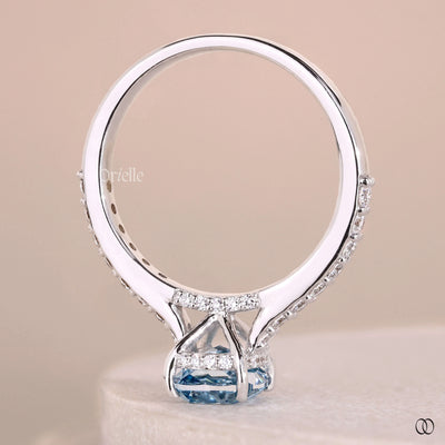 cathedral setting ring cushion cut diamond
