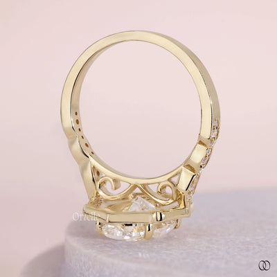 Cathedral style setting engagement ring with elegant details
