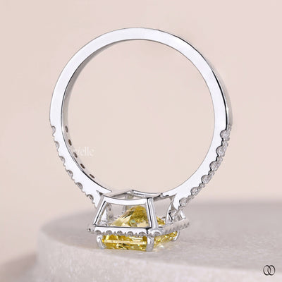 handmade ring radiant cut yellow diamond ring
