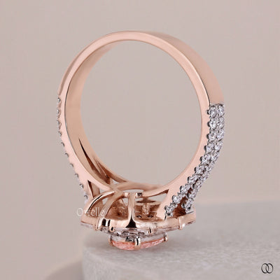 Marquise and round halo ring with sparkling diamond details
