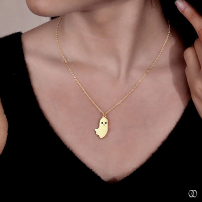 Halloween Style Women Ghost Minimalist Gold Pendant