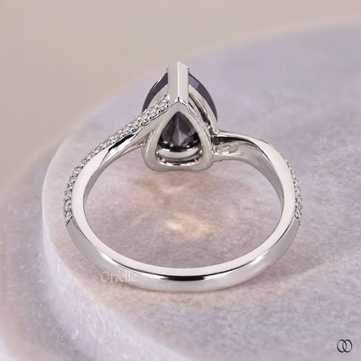Bypass Setting Pear Cut Rose Cut Engagement Ring