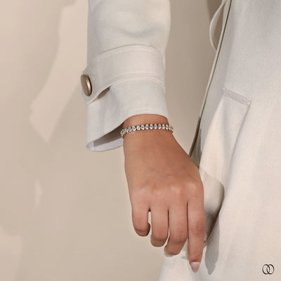 bezel set oval diamond white gold bracelet
