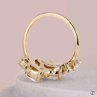floral design ring marquise diamond setting
