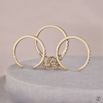 round diamond half eternity wedding band set
