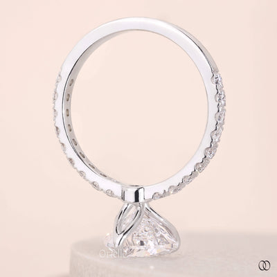 Heart Shape Diamond Engagement  Ring With Pave Band