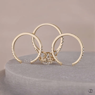 round diamond half eternity wedding band set
