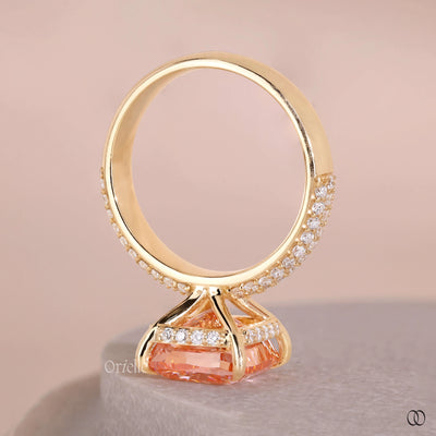 yellow gold ring cushion cut engagement ring
