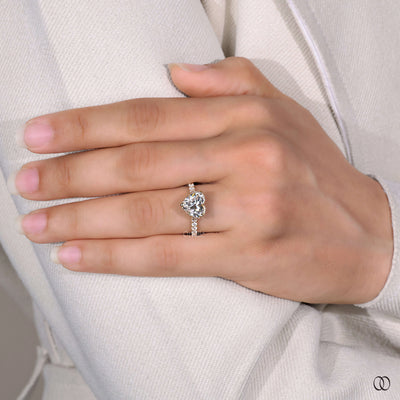 pave diamond ring heart engagement style
