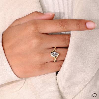 handmade ring yellow gold pear diamond ring
