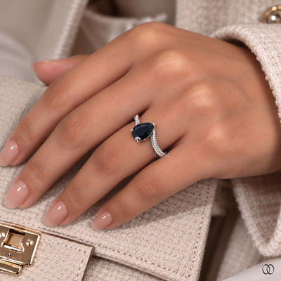 Bypass Setting Pear Cut Rose Cut Engagement Ring