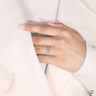 unique design band round moissanite wedding band

