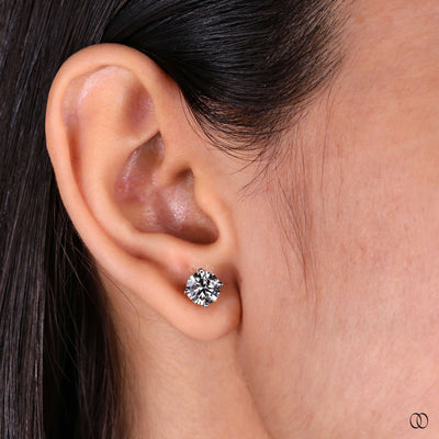 handmade earrings 14k white gold diamond studs
